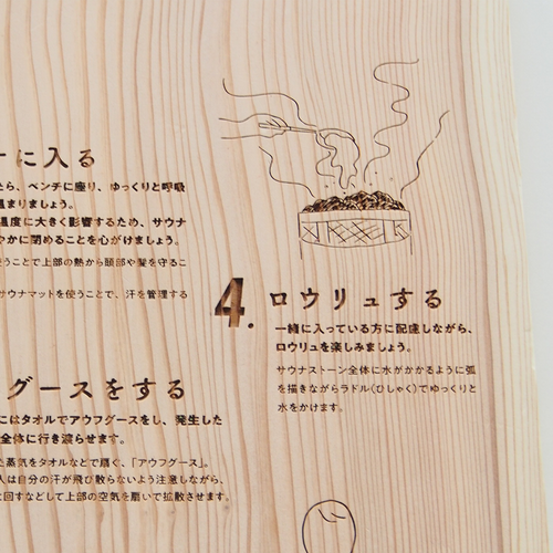 アナウンスボード（サウナの入り方/楽しむための10の心得）